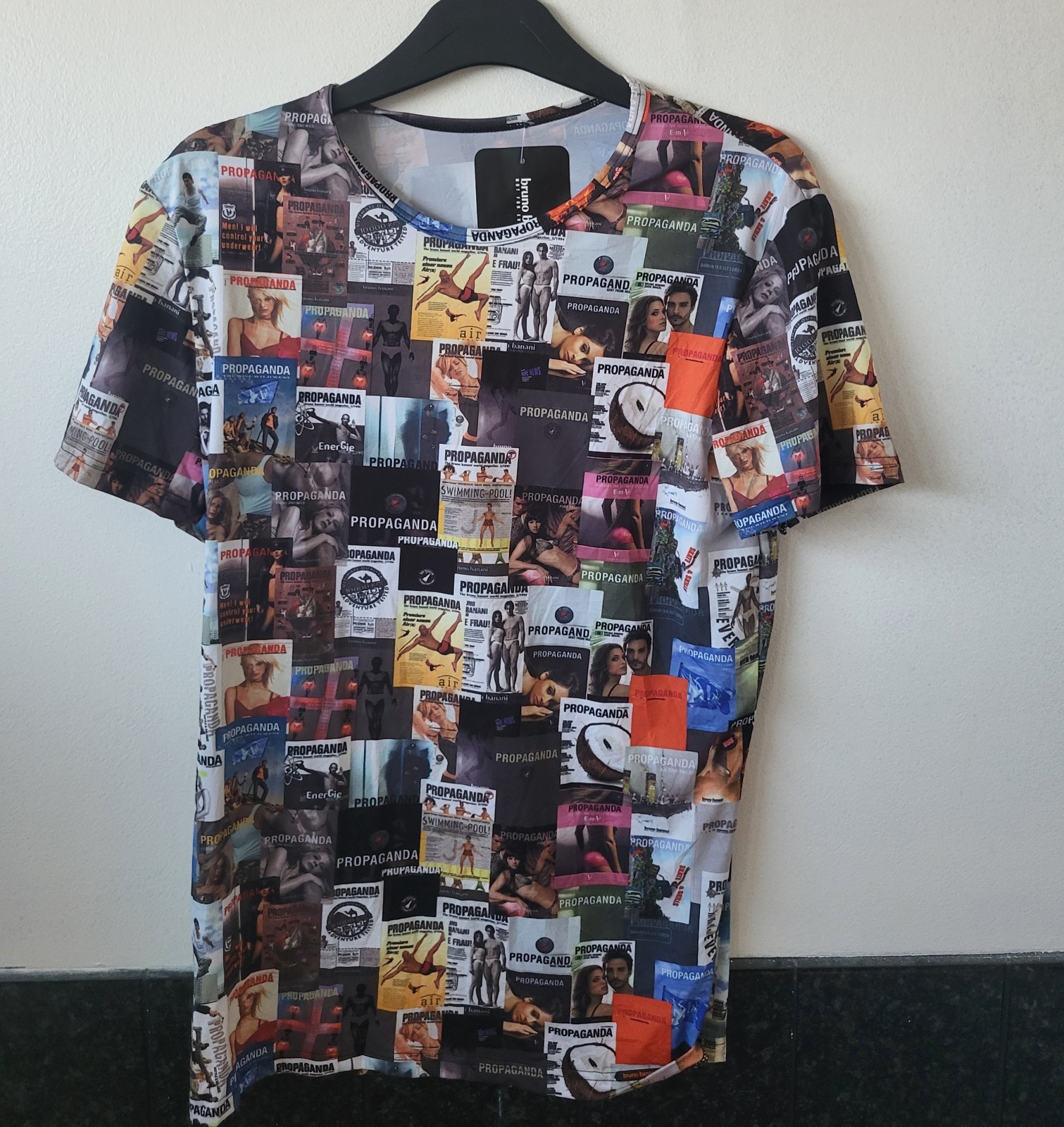 Bruno Banani Tshirt – Size Medium – &lsquo;Publicity&rsquo; – Properganda 20 Print – BNWT