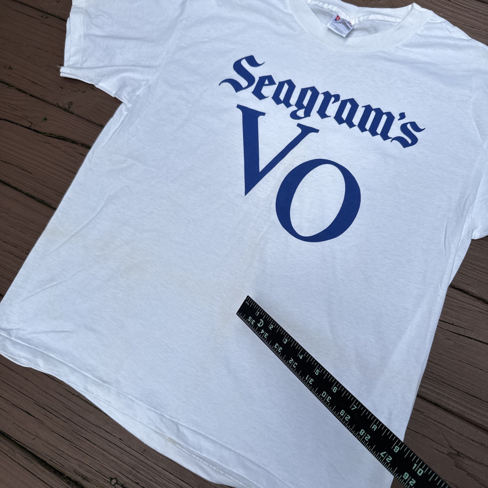 NOS Vintage Seagrams VO T-Shirt Men’s Large White Large Spellout Logo