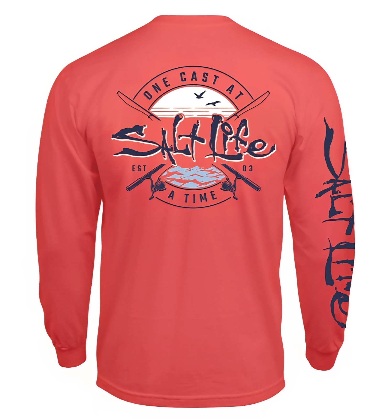 Salt Life « One Cast at a Time » Long Sleeve Men&rsquo;s Graphic T-Shirt, Lg, XL, or 2XL