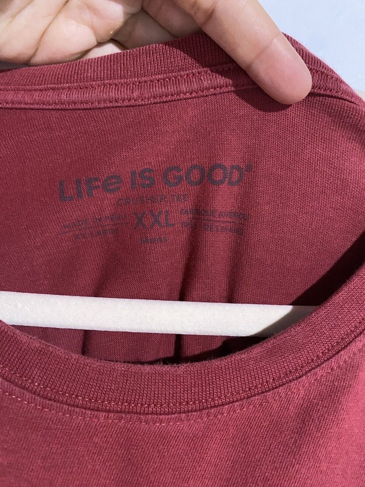 Life is Good Shirt Men XXL Burgundy Beer Happy Crusher Long Sleeve Casual Travel
