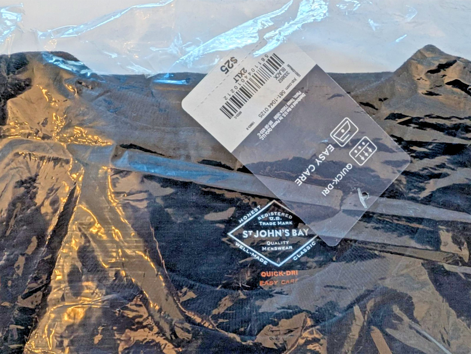 St Johns Bay Mens 2XLT Quick Dry Black Short-Sleeved Crewneck Tshirt – NWT