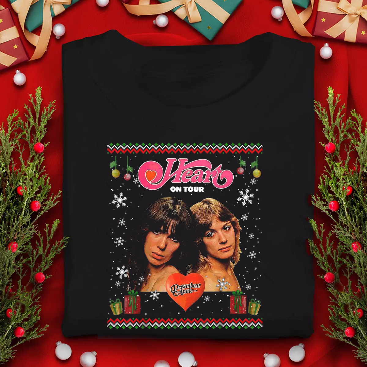 Heart Band On Tour Ugly Christmas Gift T Shirt Full Size S-5XL