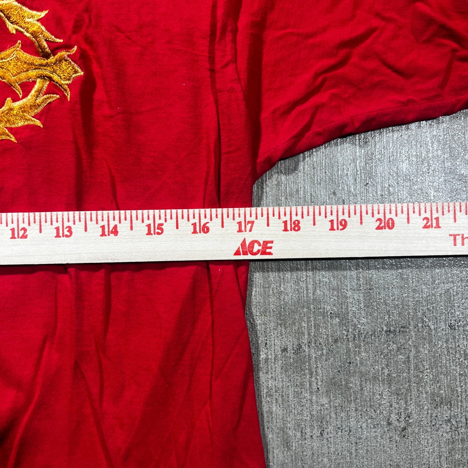 Vintage 80s Nepal Embroidered Yin Yang Red T-Shirt Medium
