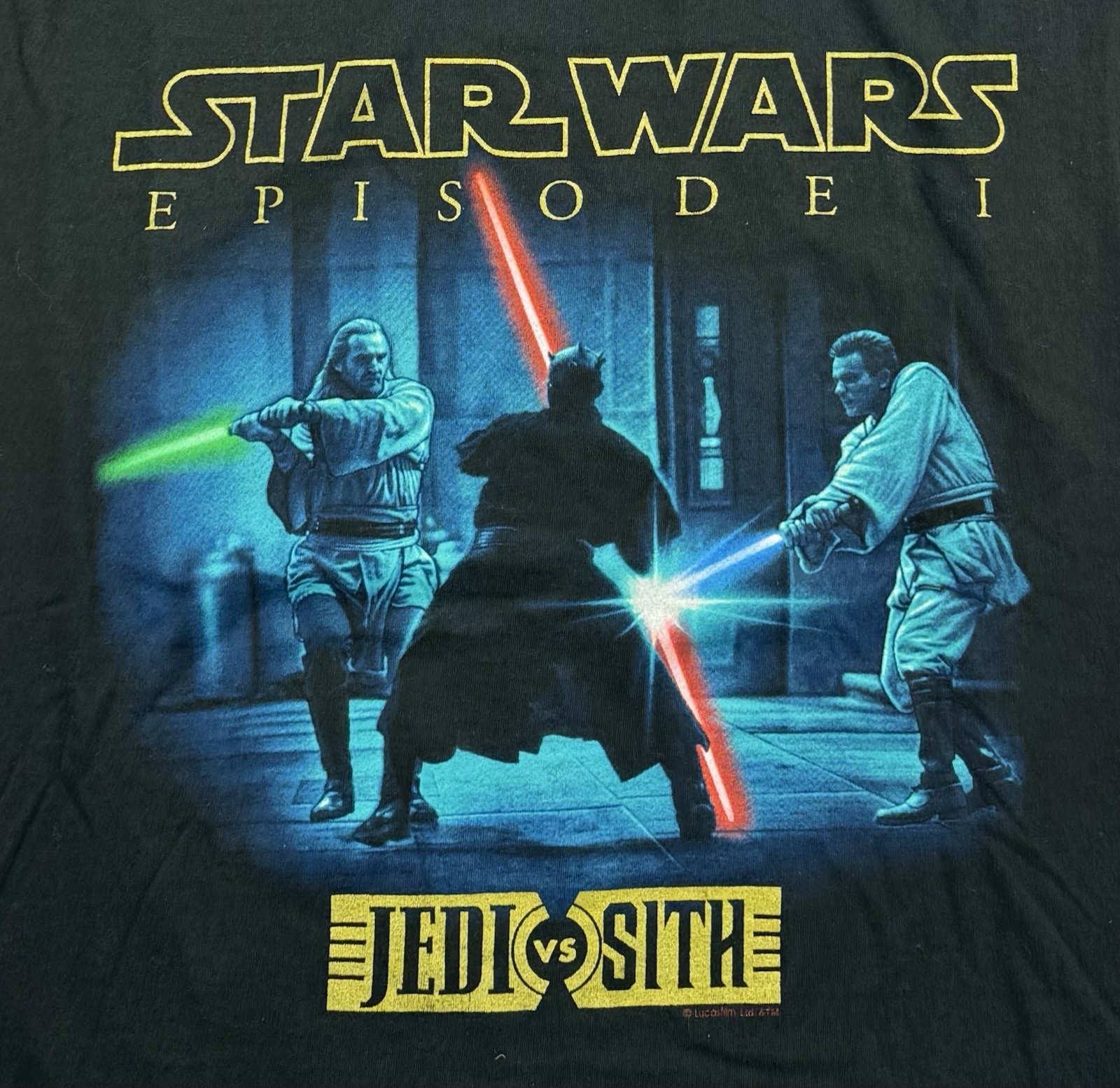 RARE Star Wars Episode 1 The Phantom Menace Jedi vs Sith T-Shirt Movie Size XL