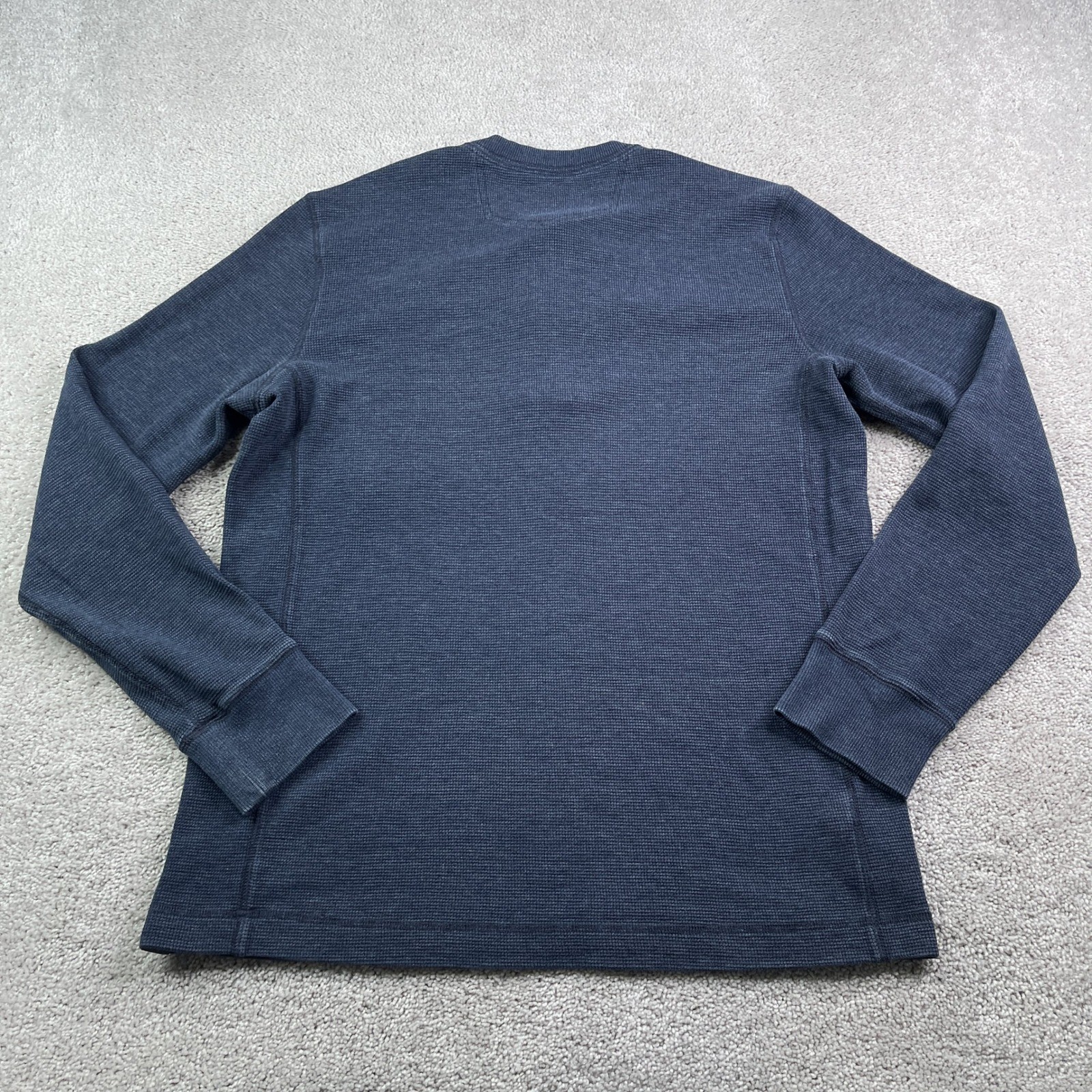 Eddie Bauer Shirt Mens Large Tall Blue Henley Waffle Knit Long Sleeve Thermal