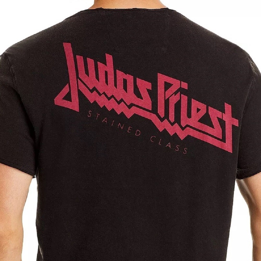 John Varvatos Men&rsquo;s Judas Priest Stained Class Graphic T-Shirt Raw Edges Black