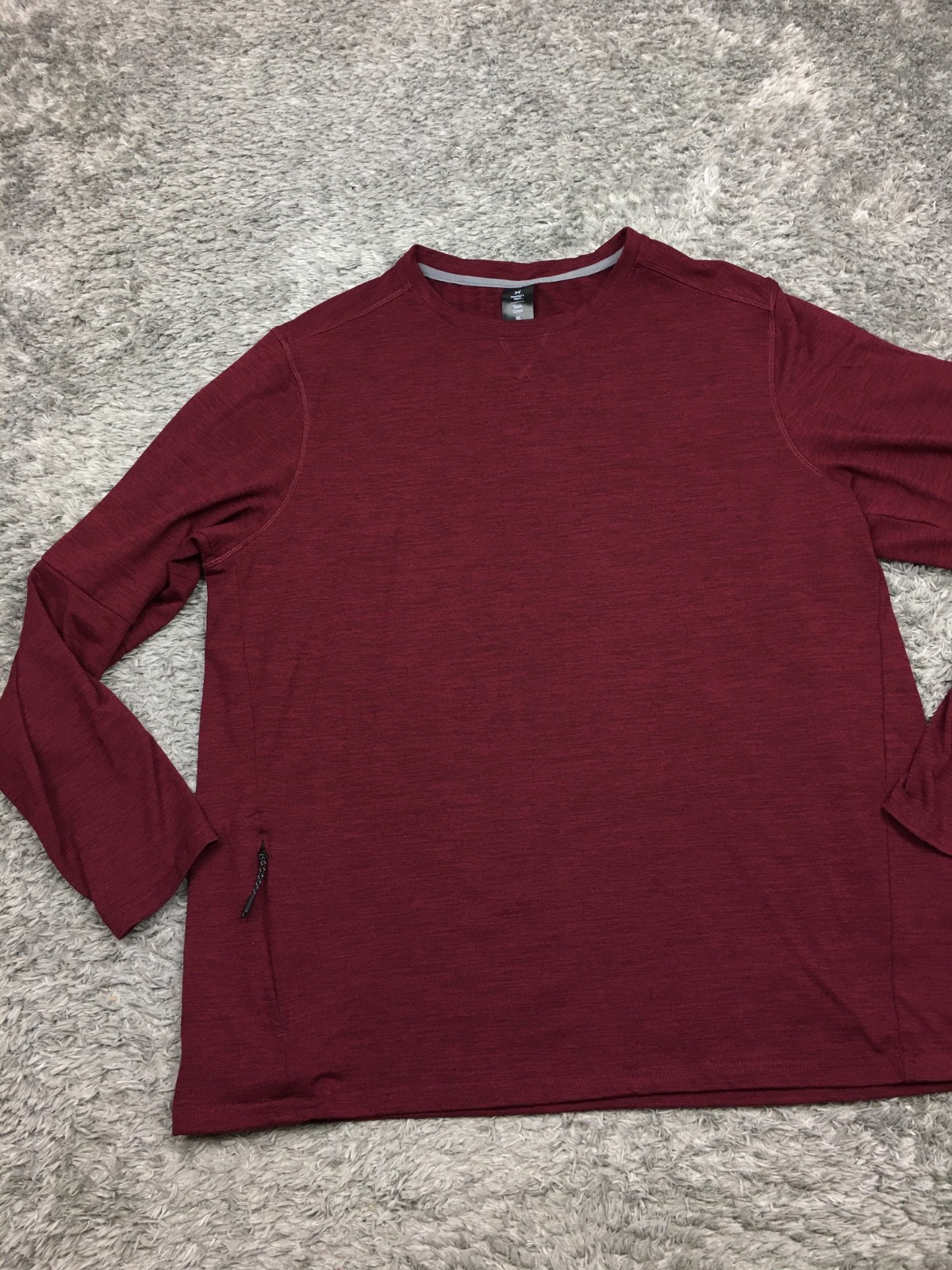 Members Mark Tech Crew Shirt Mens Size Red Maroon Long Sleeve