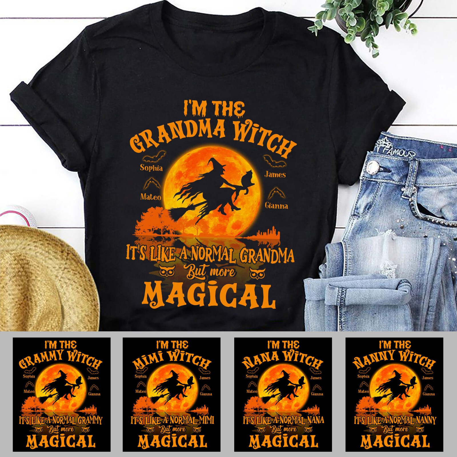 Halloween I&rsquo;m The Grandma Witch Like A Normal Grandma Custom T-Shirt Gift