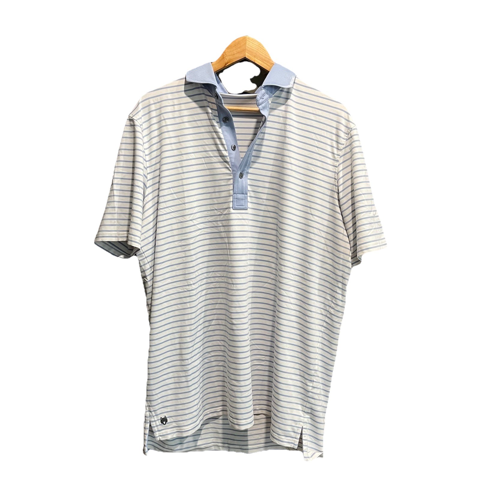 Greyson Light Blue White Striped Short Sleeve Men&rsquo;s Polo T-Shirt Size L