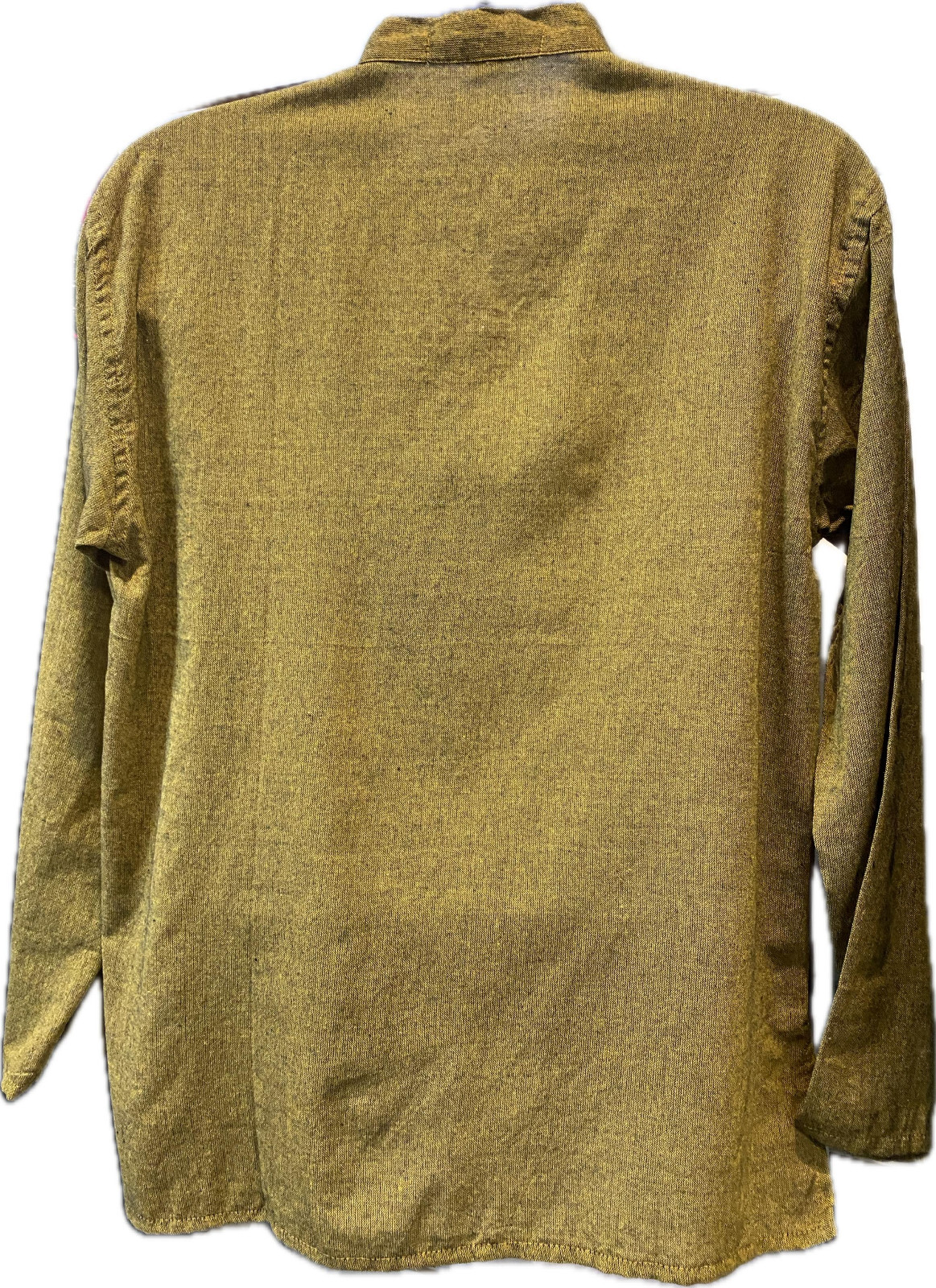 NWT Boho Hippie Top Mandarin Collar Cotton Kurta Shirt Nepal Olive