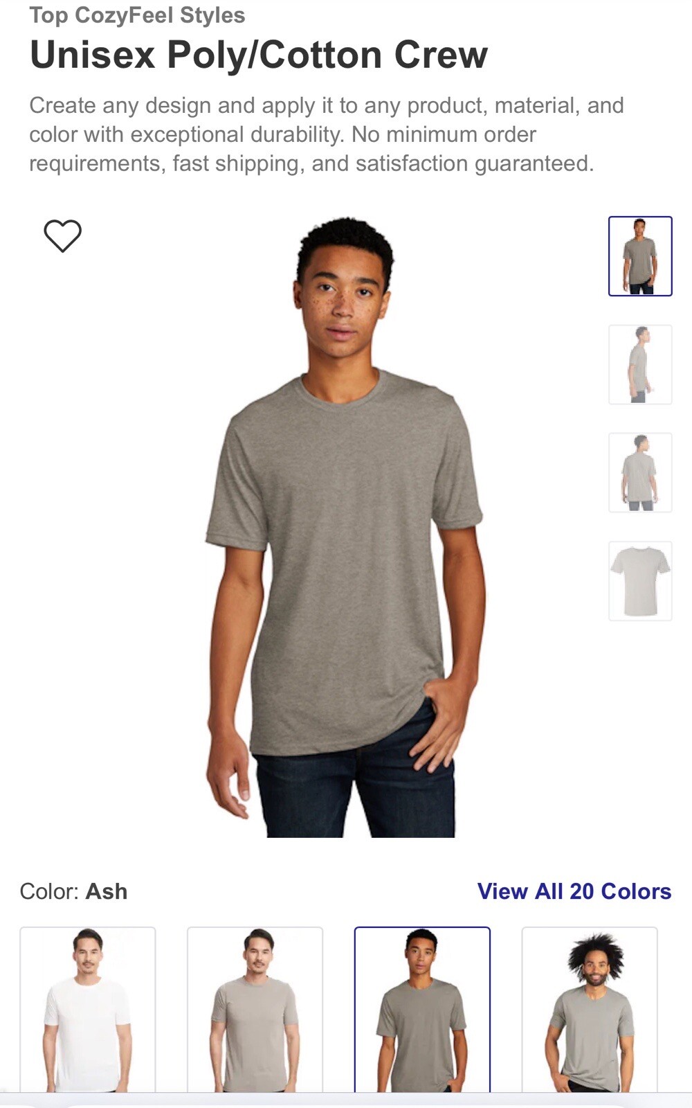 Next Level 6200 Large Ash Poly/Cotton Festival Shirt Sub Ready