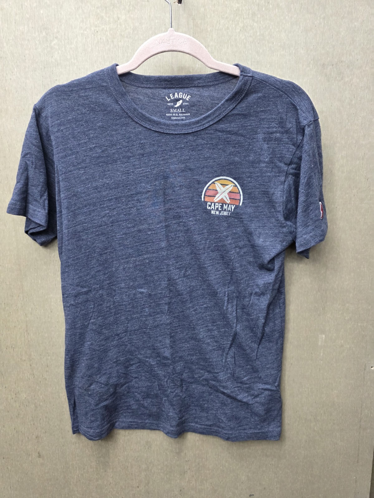 League 91 Cape May New Jersey Graphic T Shirt Small Heather Blue Tourist Tee