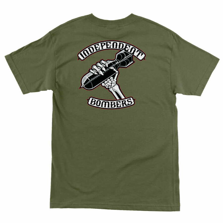 Independent Trucks RTB BOMBERS Skateboard T Shirt MILITARY GREEN