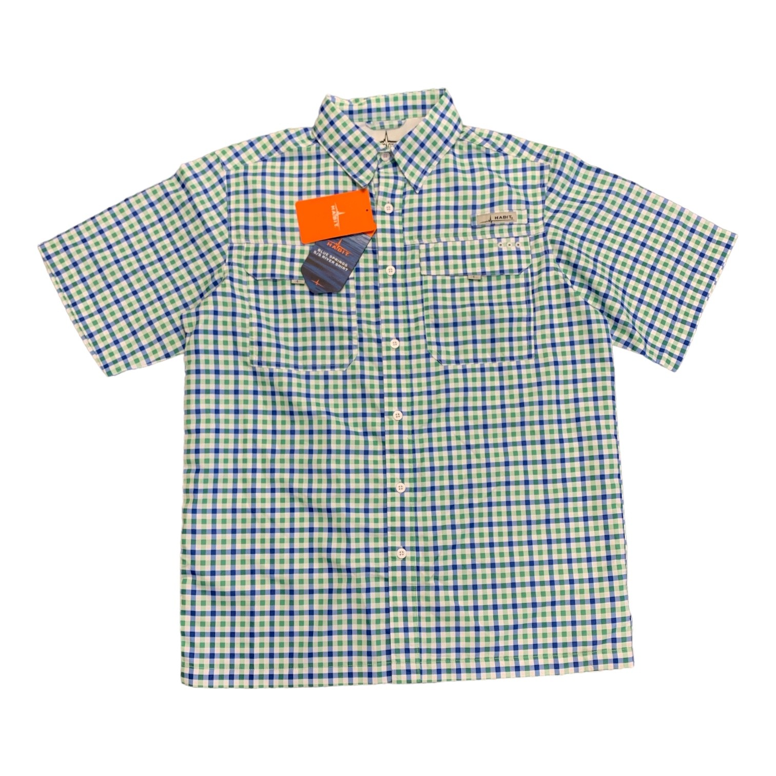Habit Men&rsquo;s Short Sleeve Blue Springs 40+ UPF Quick Dry River Shirt, TS10479