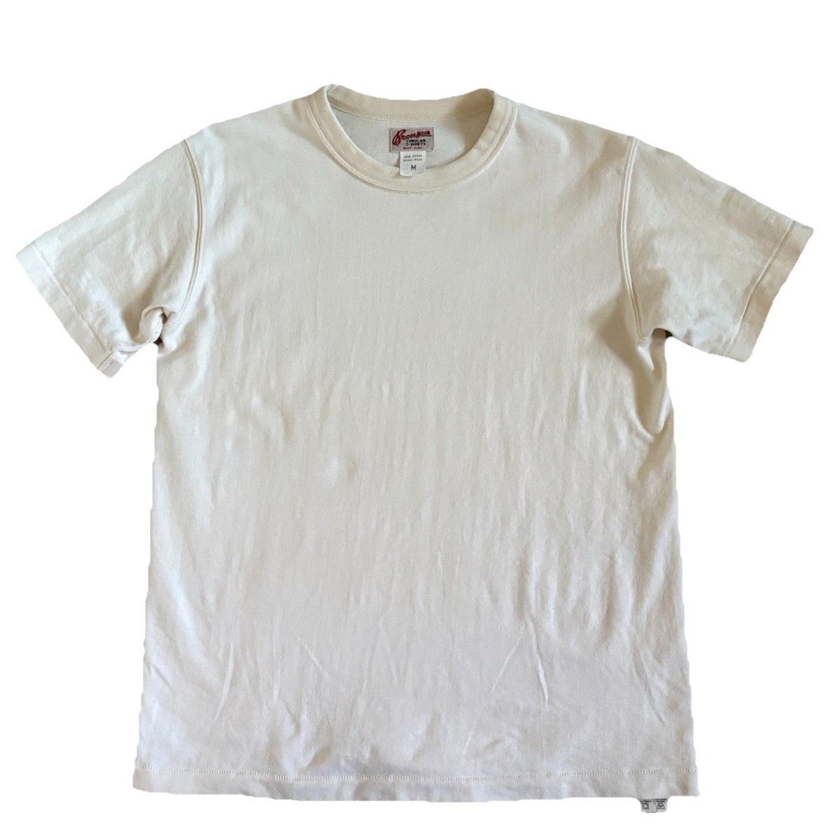 Bronson Loopwheel Tubular Athletic T-Shirt Men M Apricot Cream Beige Heavyweight