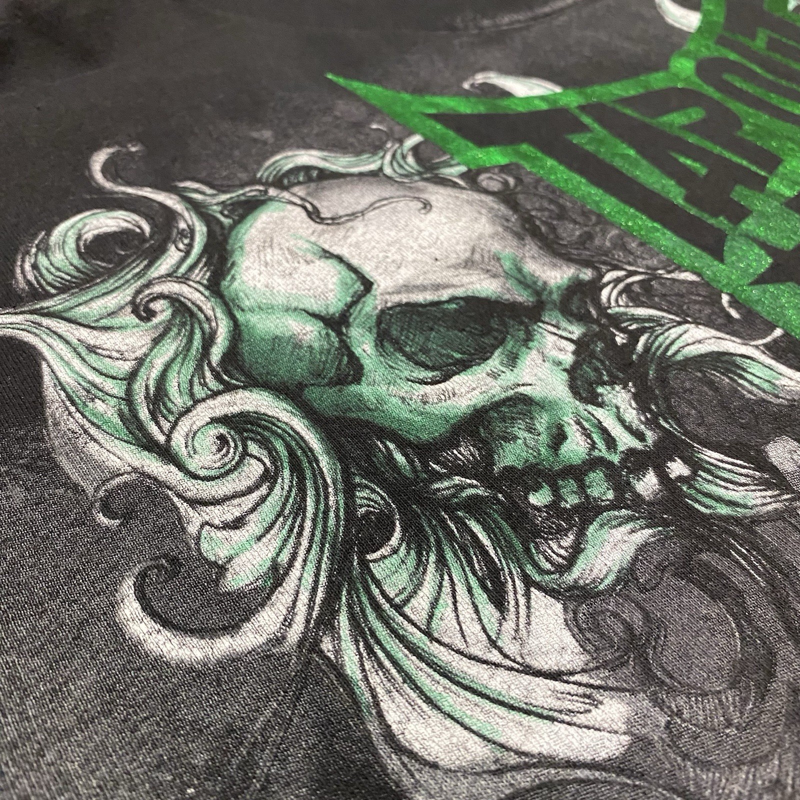 Vintage Tapout MPS Shirt Mens L Black Green Foil Skull Snake MMA UFC Fight Y2K