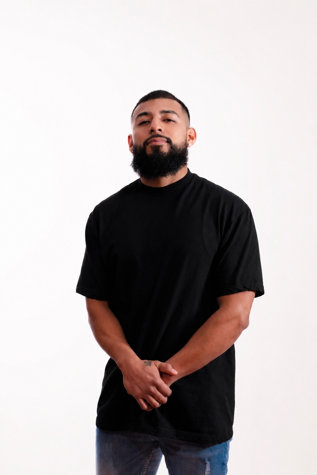 PRO5 Heavyweight T Shirt Mens Thick Cotton Blank Crewneck Streetwear Solid