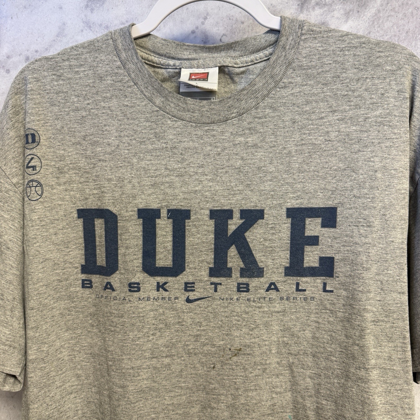 Vintage Nike Duke Blue Devils Basketball T Shirt Mens Large Gray 90s Y2K