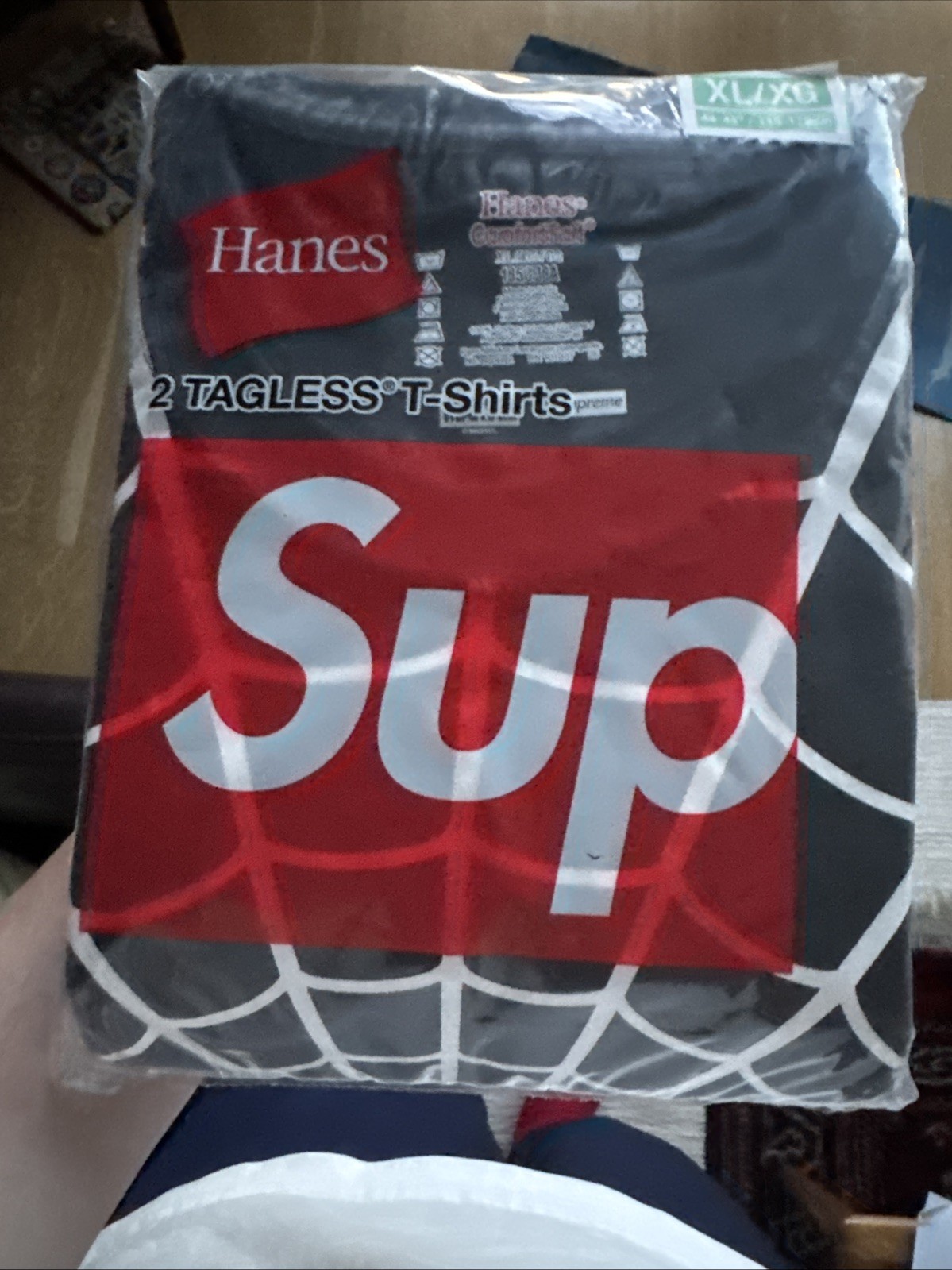 Size XL Supreme SS26 Hanes Spider-Man Tagless Tees 2-Pack Black NEW In Hand