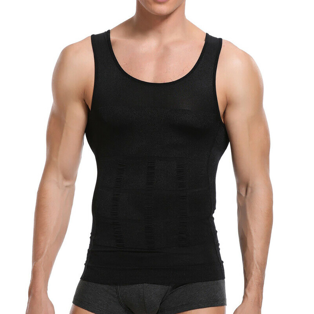 New Men&rsquo;s Slimming Body Shaper Compression T-Shirt Round Neck Short Sleeve Top