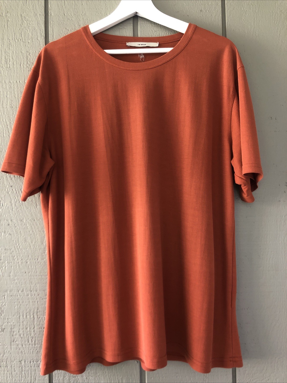 I&rsquo;m Brian Mens T Shirt Rust Orange Made in Italy 55% Rayon Tee Size XL Quality!!