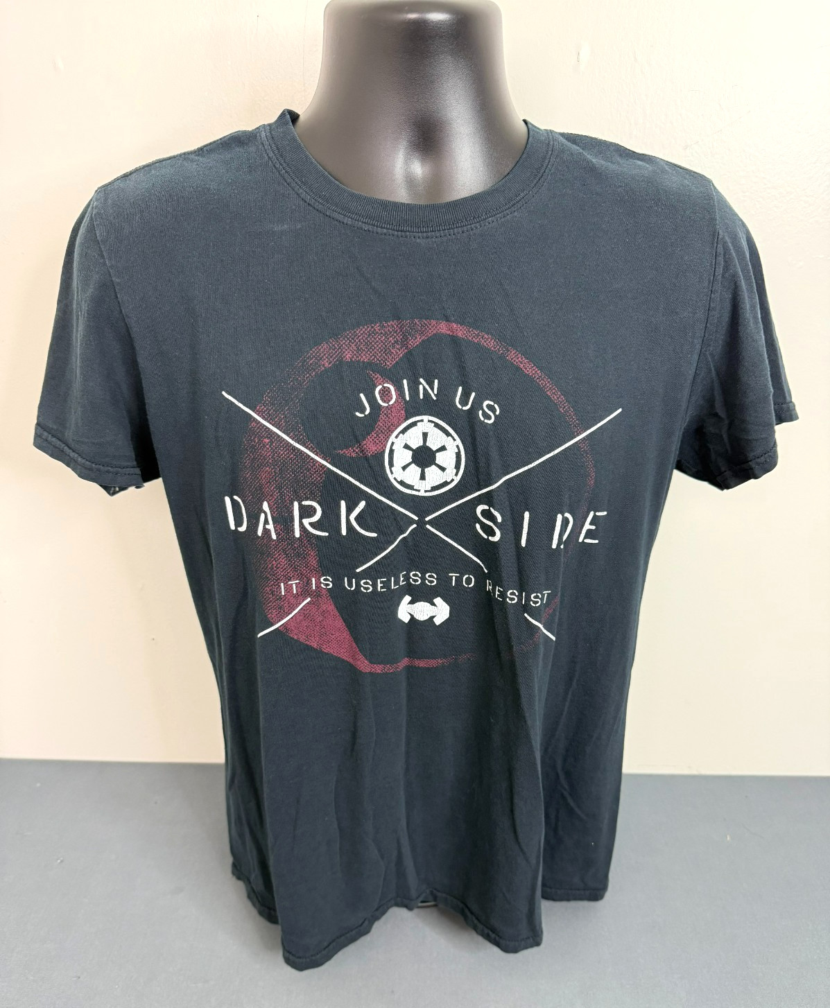 Star Wars Men&rsquo;s Join Us Dark Side Cotton Crew Neck T-Shirt Black Sz Medium FLAW
