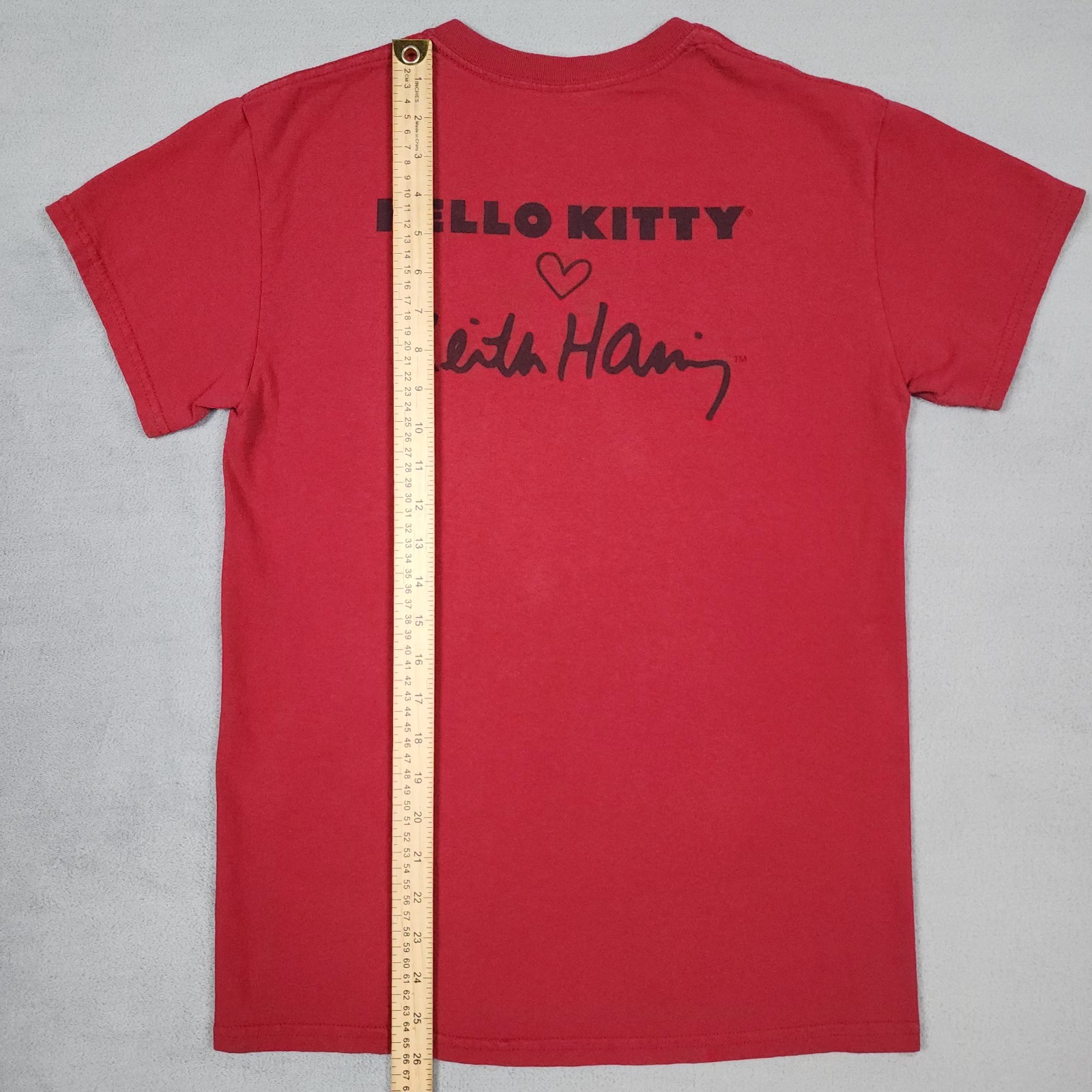 Hello Kitty Keith Haring Photo T Shirt Mens S Red Graphic Art Collab Sanrio