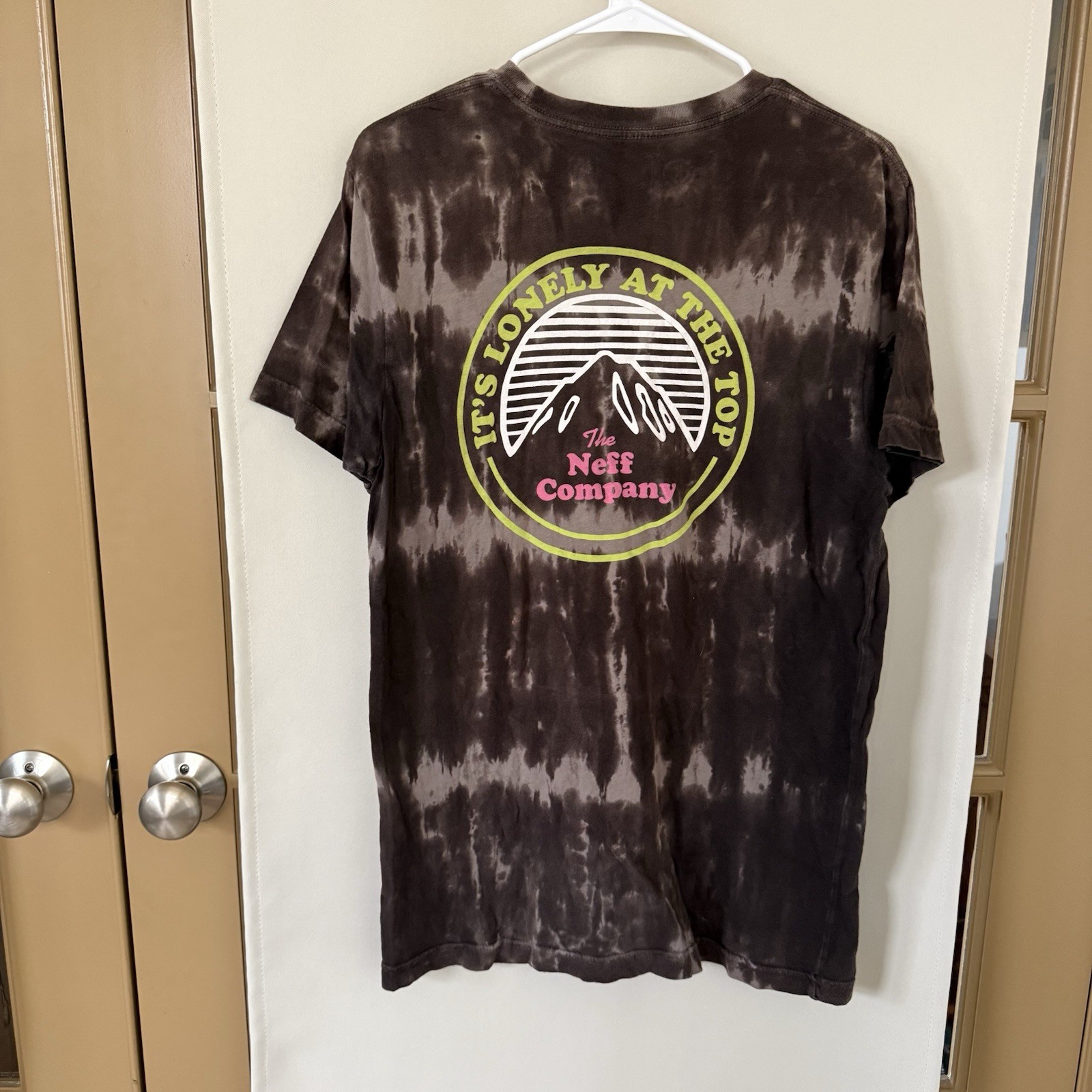 Neff Men&rsquo;s Medium Brown Tie Dye Lonely At The Top Short Sleeve T-Shirt Tee