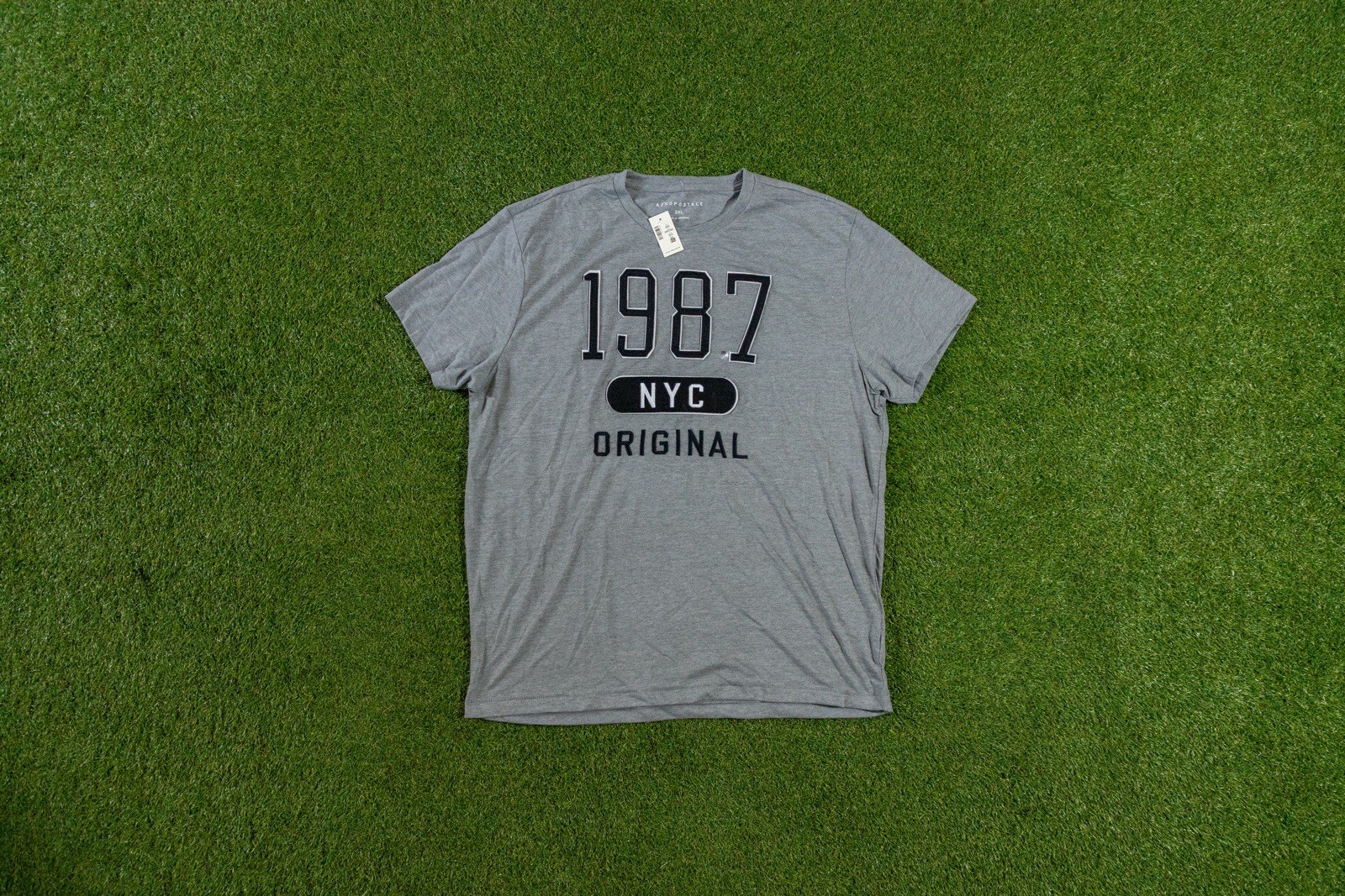 Aeropostale NYC 1987 Embroidered T Shirt Gray Size XXL