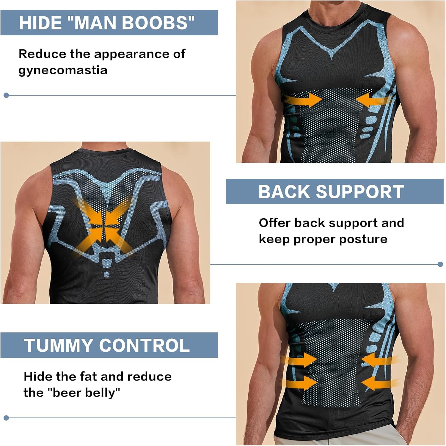 Singlets for Men Shaper Tank Top Compression Sleeveless Sports Muscle Tee Shirt