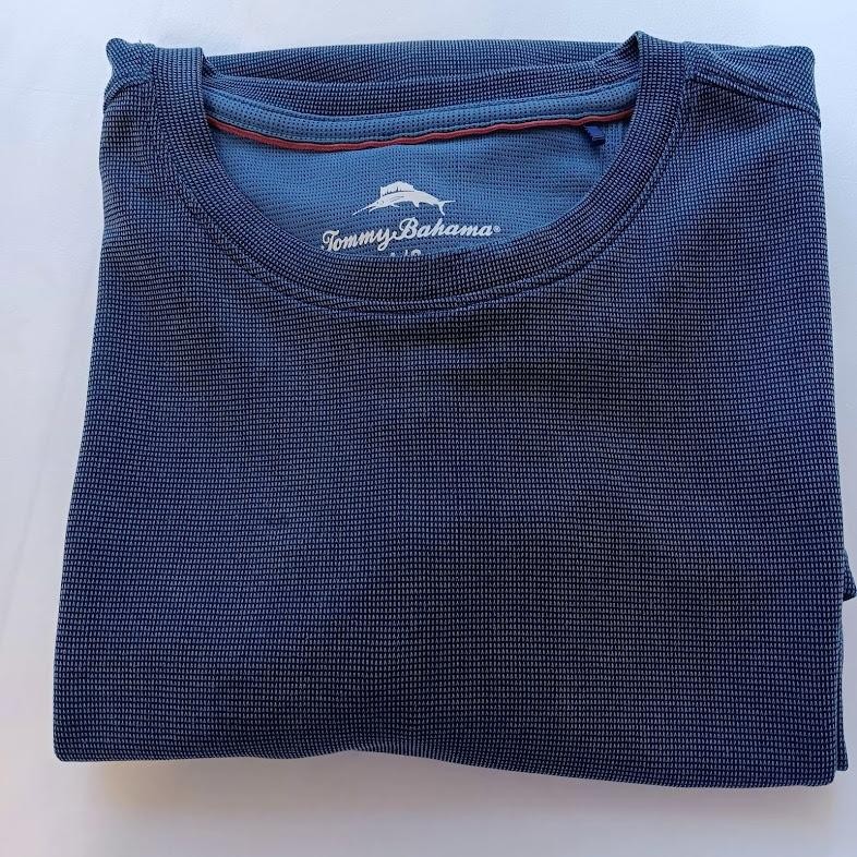 Tommy Bahama Shirt Mens Large Blue TENCEL Modal Blend Crewneck Tee Performance