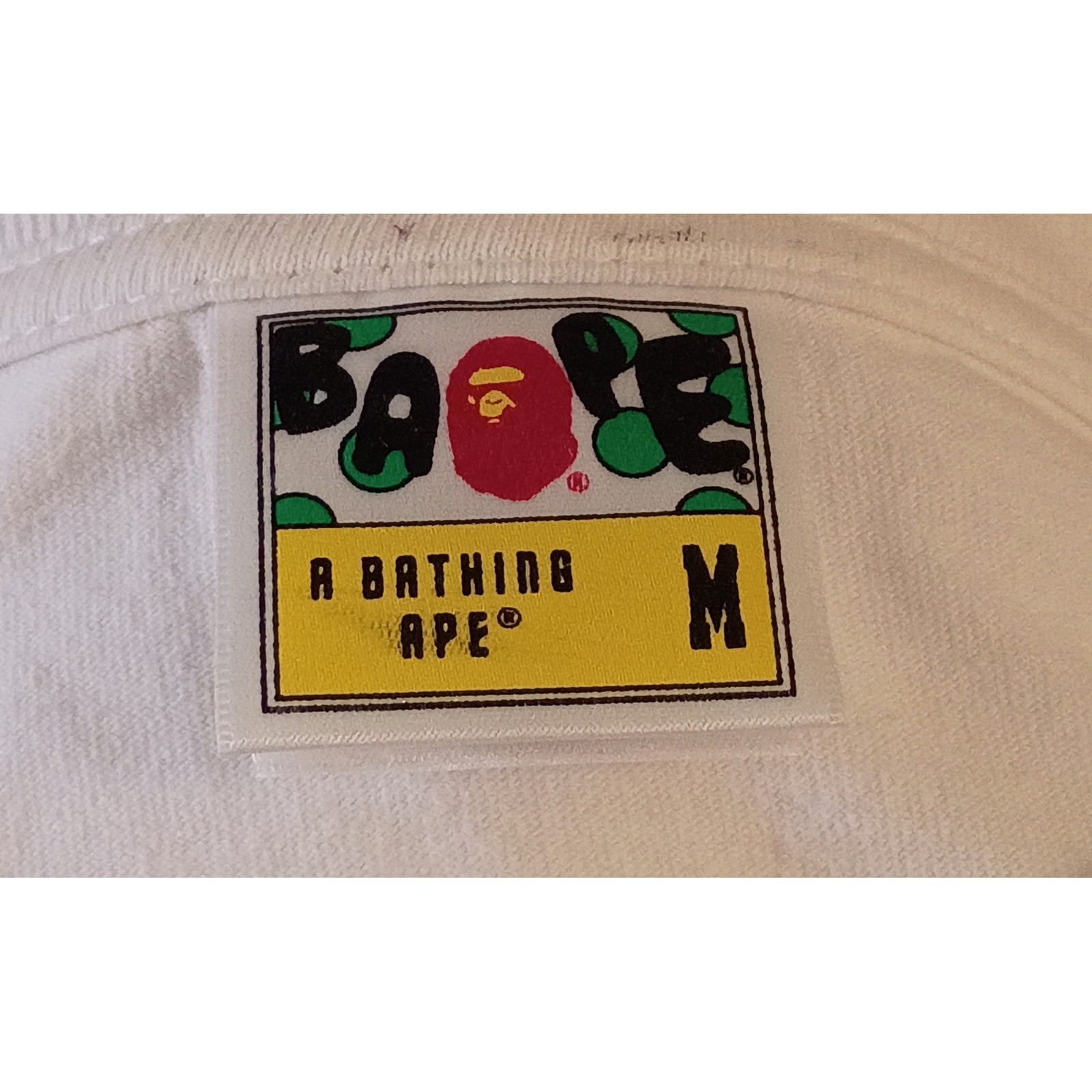 A Bathing Ape BAPE White College Logo Ape Head Graphic T-Shirt Mens Size M