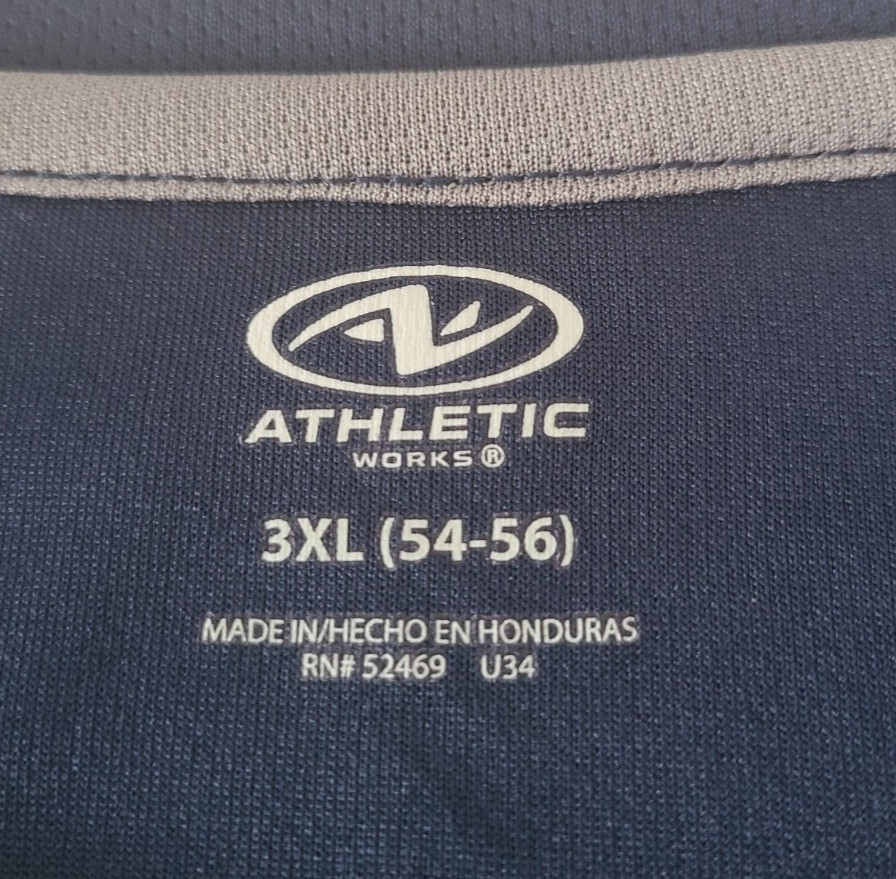 ATHLETIC WORKS Mens T-Shirt SIZE 3XL (54-56) DriWorks Short Sleeve London Blue
