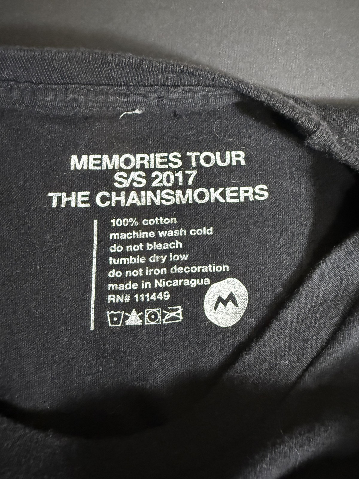 THE CHAINSMOKERS Shirt Mens M Black Memories Tour Rose Graphic Cotton Jersey