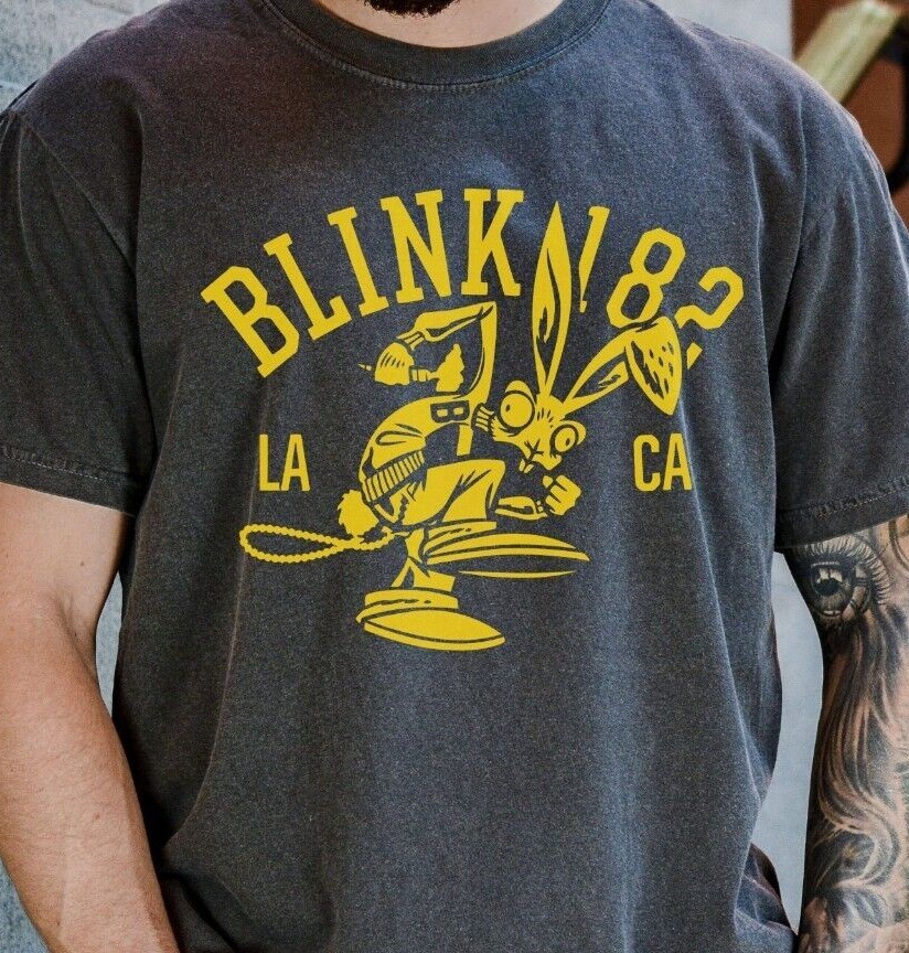 Blink 182 Rabbit T-Shirt Punk Rock Band on Vintage Black Comfort Colors 1717 Tee