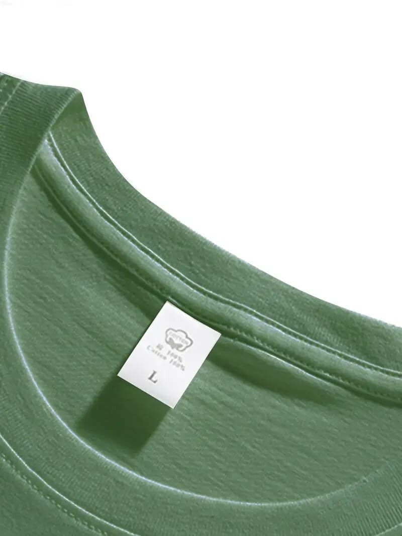 Men&rsquo;s Classic Solid Plain Cotton Round Hem Scallop Essentials Tshirt S-2XL