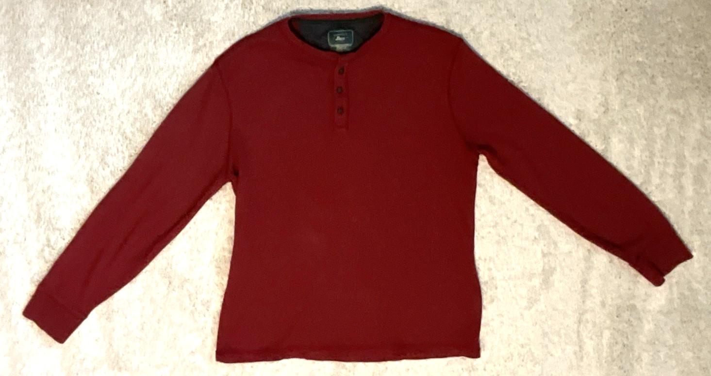 G.H. Bass Co. Men&rsquo;s Long Sleeve Pullover Waffle Henley Shirt Burgundy Size XL