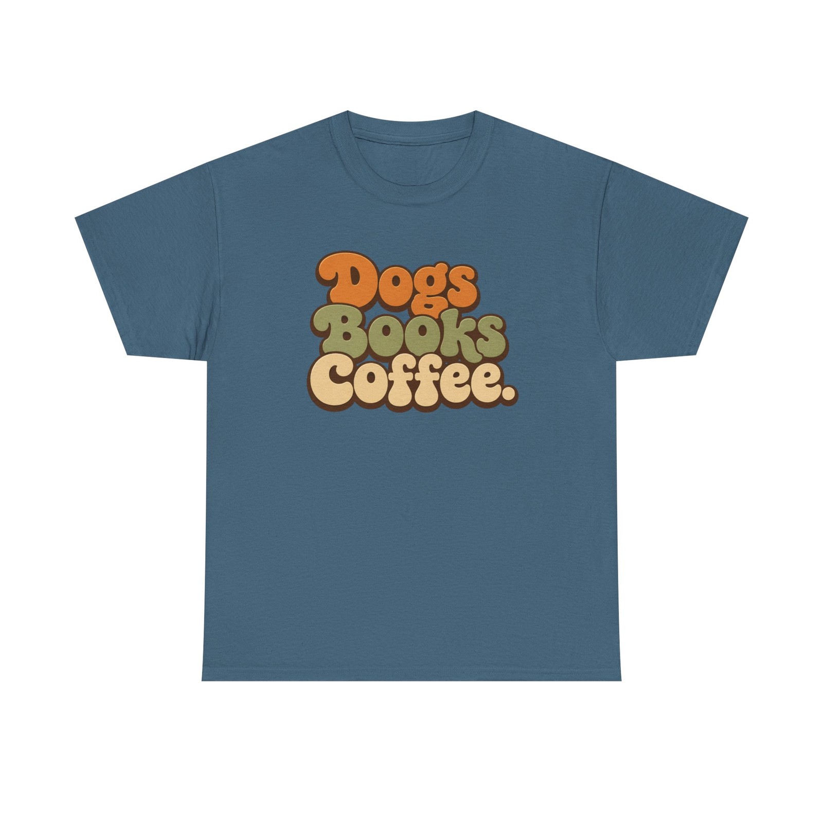 Dogs Books Coffee T-Shirt Retro Bubble Text Dog Lover Tee Women Unisex
