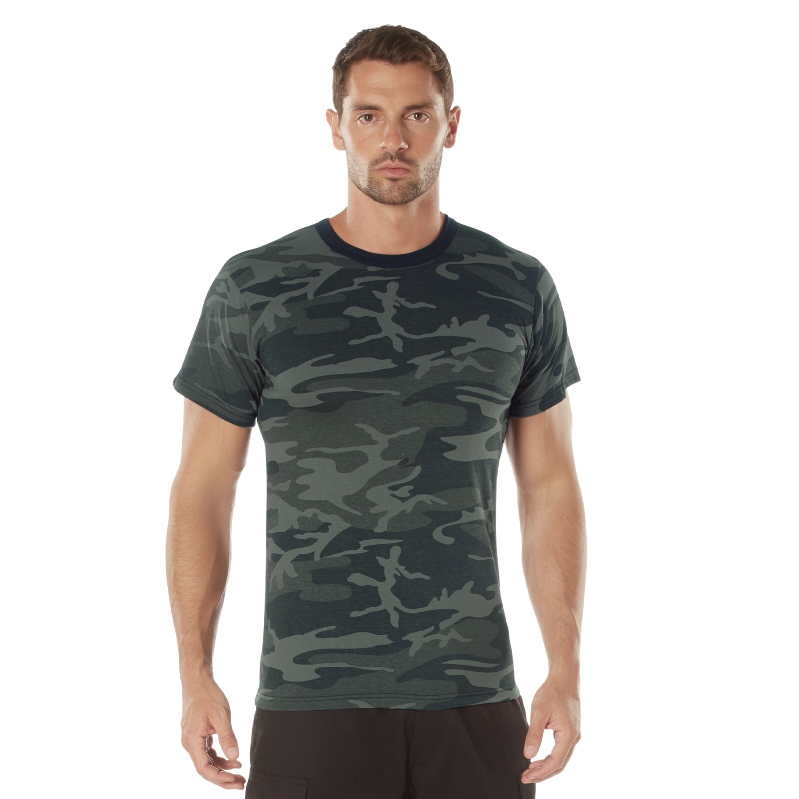 Rothco Black Camo T-Shirt- Poly Cotton Military Fashion Tees