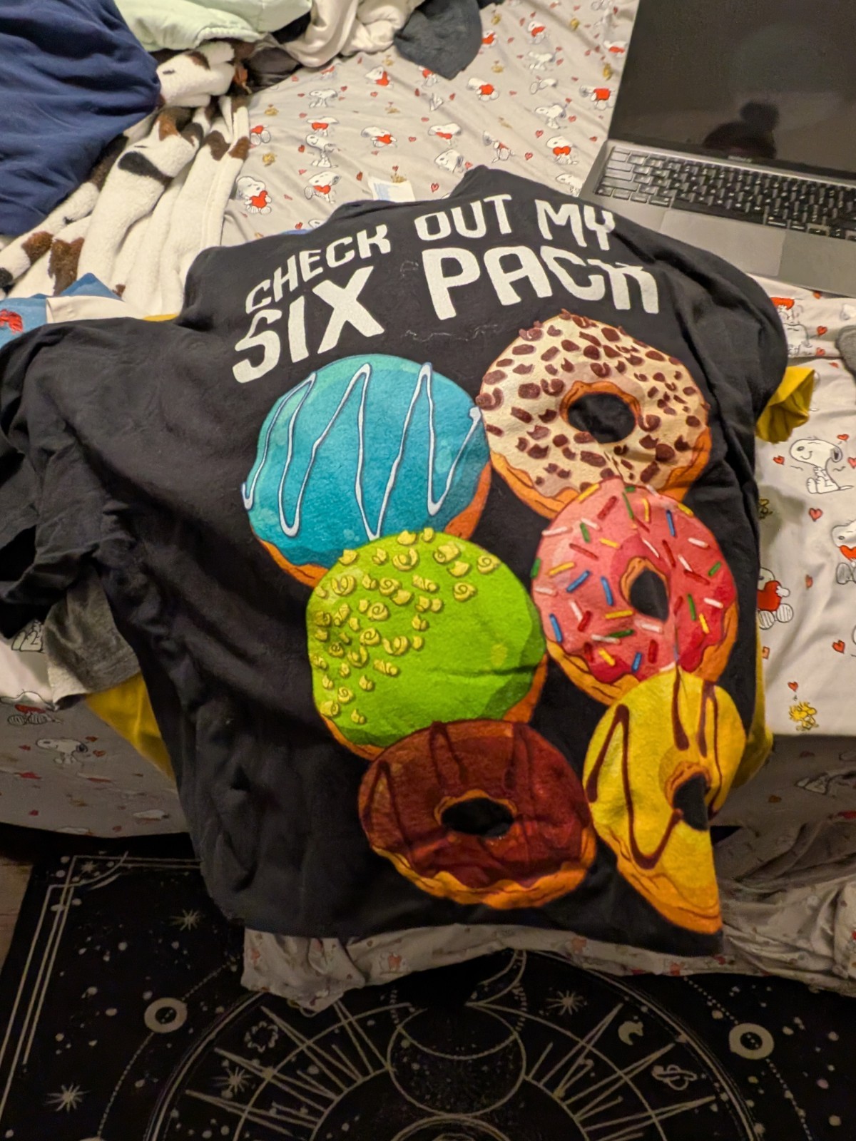 Check Out My Six Pack Donut Novelty Men&rsquo;s T-Shirt Funny Workout Donuts Gym Tee