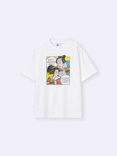 GU ( Sister Brand of Uniqlo ) Graphic T-Shirt Samurai Geisha Ukiyoe Japan New
