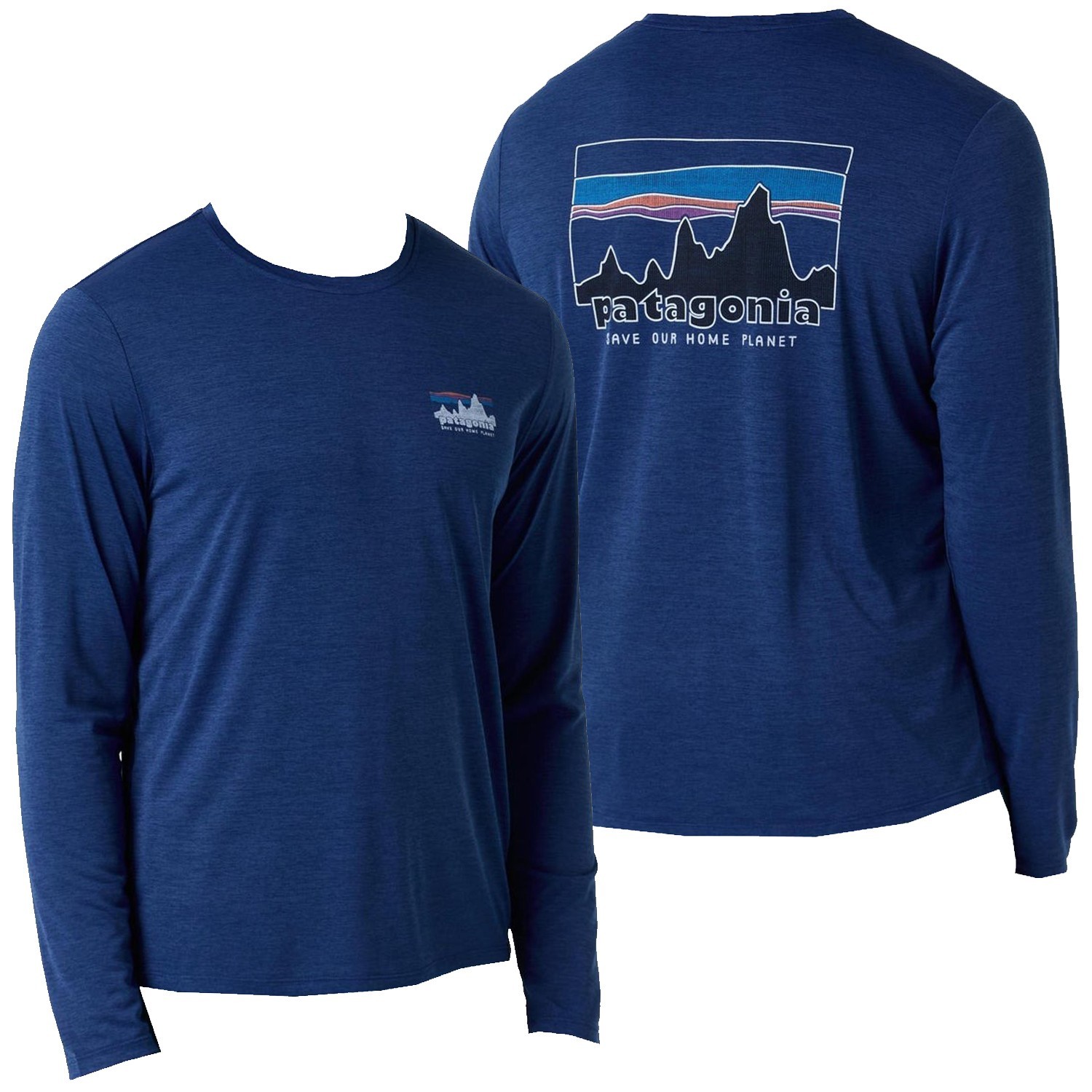 Patagonia Mens – Capilene Cool Daily &rsquo;73 Skyline L/S T-shirt -Clement Blue/X-Dye