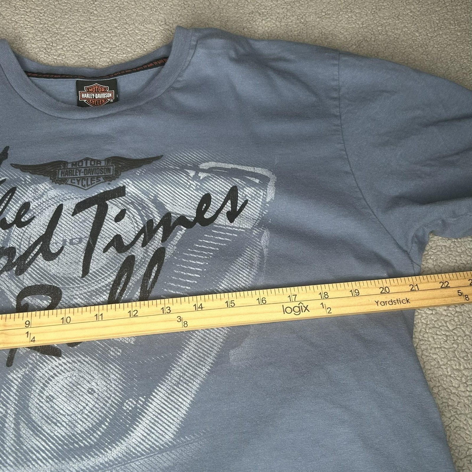 Harley-Davidson Shirt Mens Large Blue Let The Good Times Roll Lone Wolf Spokane