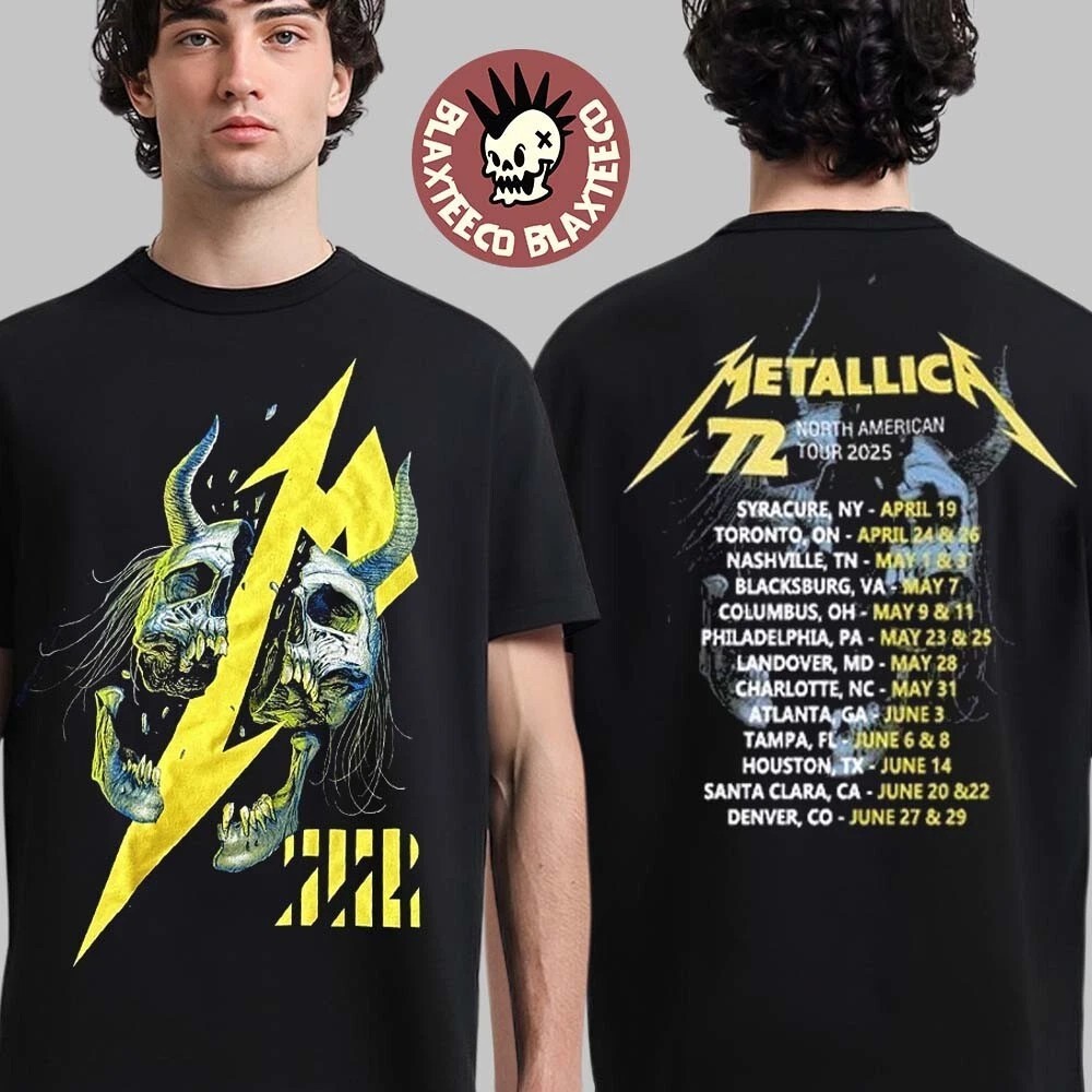 Metallica M72 World Tour 2025 Split Skull Two Sided T-Shirt Unisex S-4XL