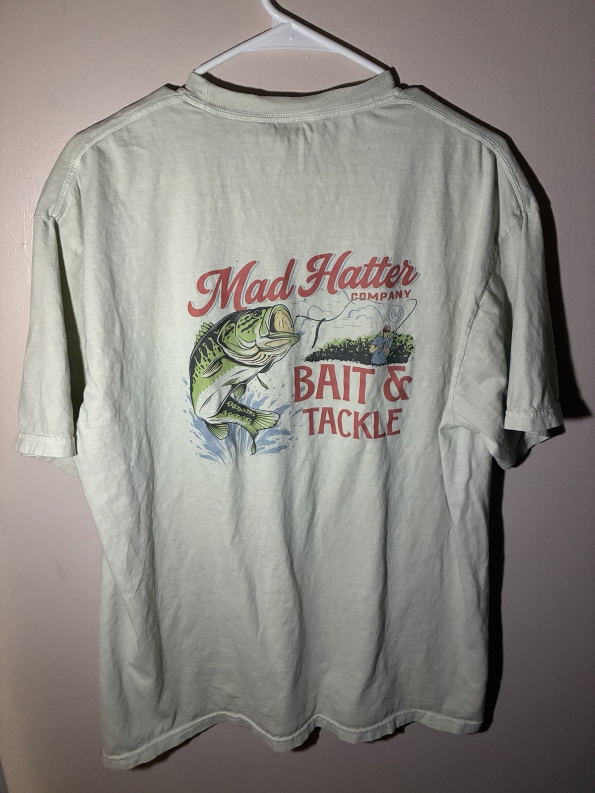 Mad Hatter Co Bait N Tackle Tshirt Xl Mens Comfort Colors Fishing Bass Lure Tee