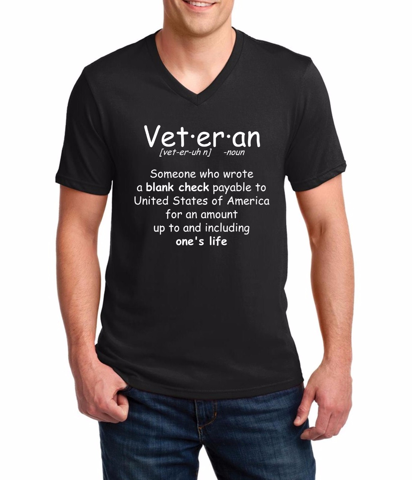 V-neck Veteran Definition T Shirt Fathers Day Gift Veterans Day US Army Military