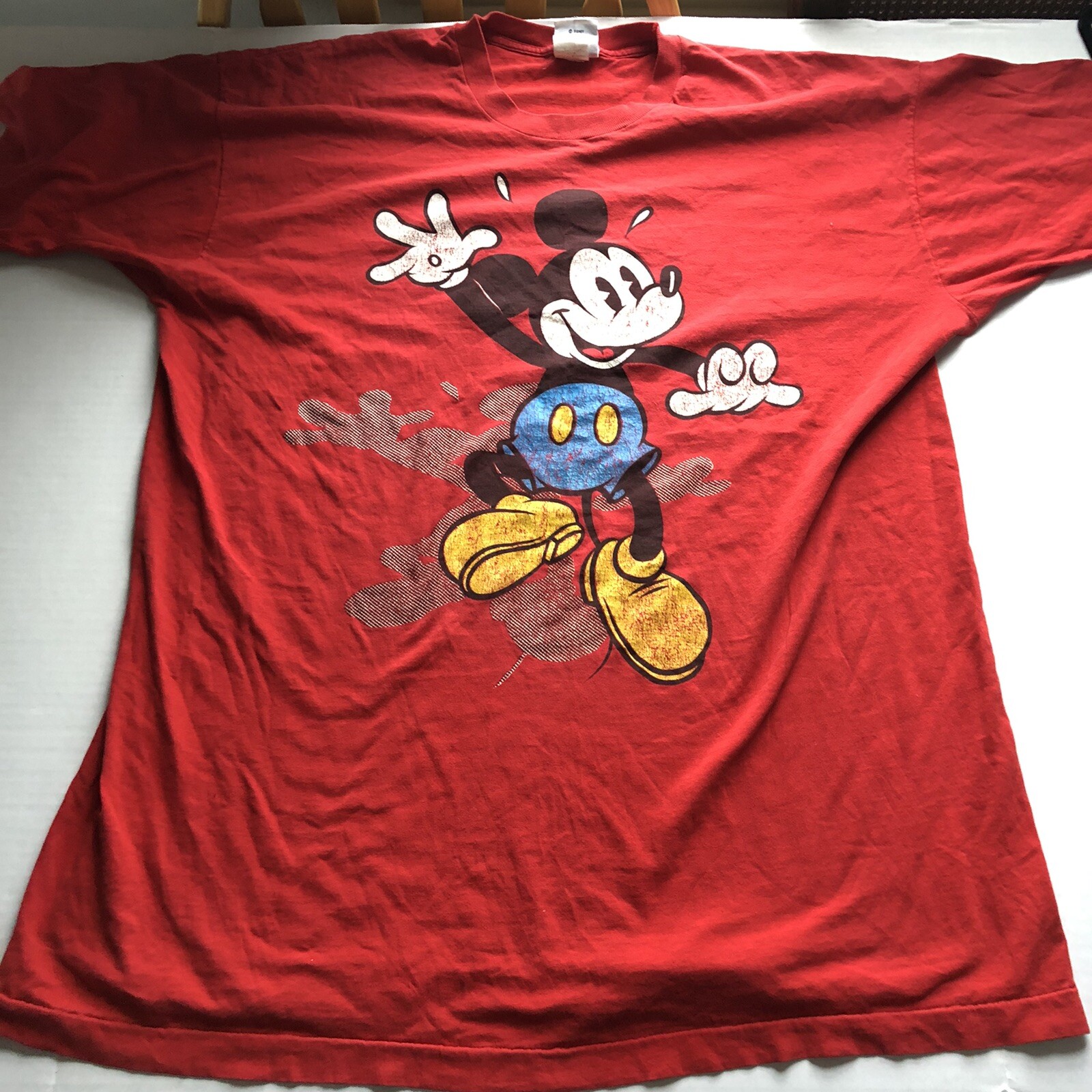 Vtg Disney Inc Red Mickey Mouse Sleepshirt T-Shirt Dress OSFM A2386