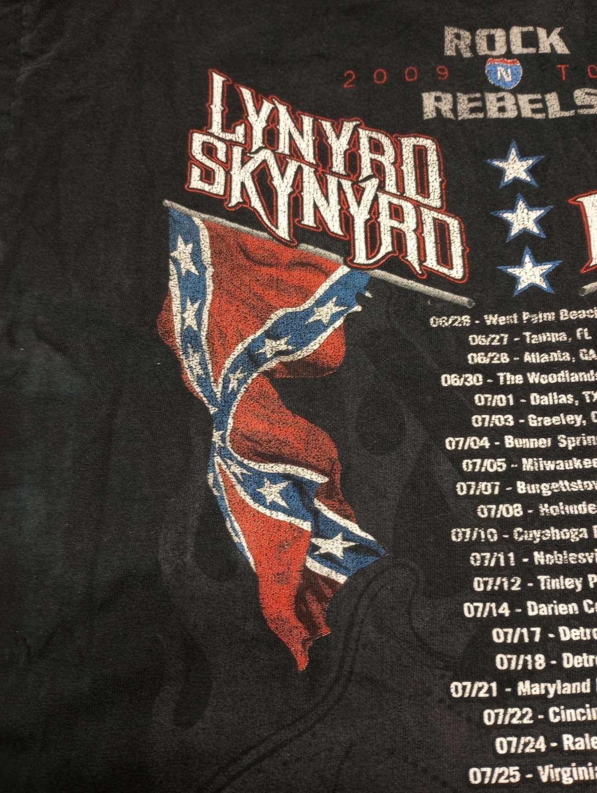 Lynyrd Skynyrd Kid Rock 2009 Rock Rebels Tour Concert T-shirt Large
