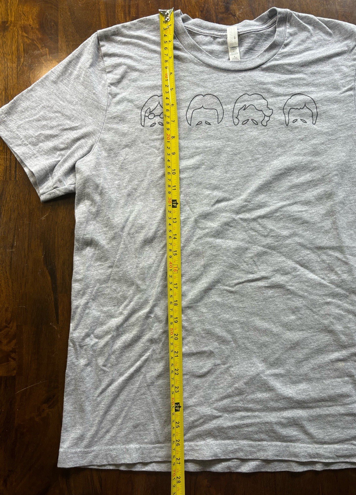 The Beatles Bella+Canvas Minimalist Line Art Short Sleeve Grey T-Shirt-Size L