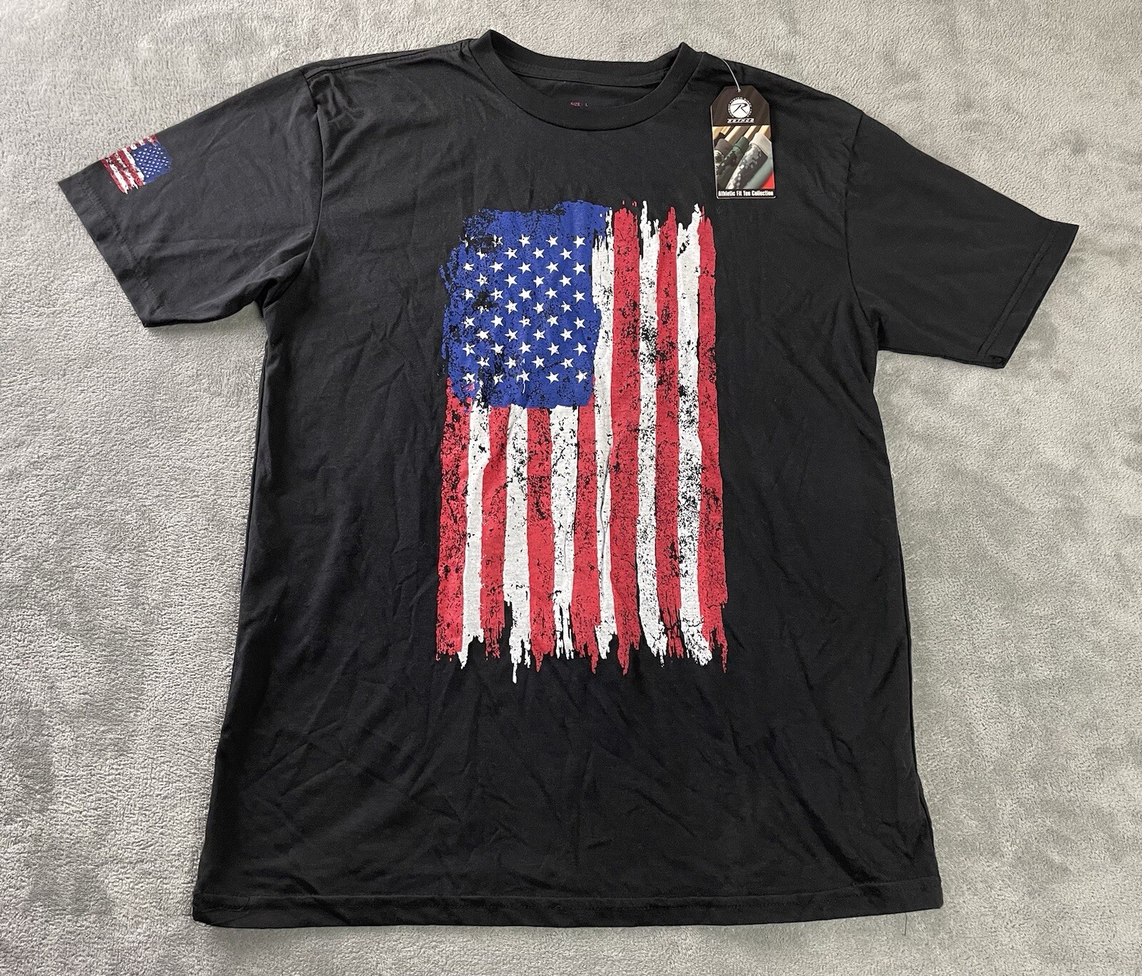 Rothco 2713 Mens Large Black US American Flag T Shirt New With Tags Patriotic
